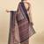 Brown geometric printed jute cotton festive wear saree with blouse piece