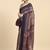 Brown geometric printed jute cotton festive wear saree with blouse piece
