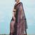 Brown geometric printed jute cotton festive wear saree with blouse piece