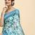 Blue printed satin fashion saree with blouse piece