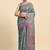 Green floral printed jute casual saree with blouse piece
