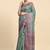Green floral printed jute casual saree with blouse piece