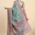 Green floral printed jute casual saree with blouse piece