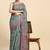 Green floral printed jute casual saree with blouse piece