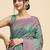 Green floral printed jute casual saree with blouse piece