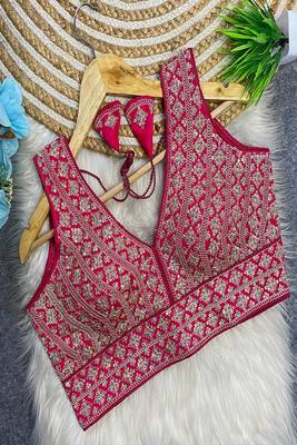 Rani pink heavy embroidered silk bridal blouse for women | designer wedding party wear readymade saree blouse 1