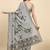 Grey printed satin fashion saree with blouse piece
