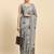 Grey printed satin fashion saree with blouse piece