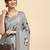 Grey printed satin fashion saree with blouse piece