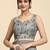 Grey printed satin fashion saree with blouse piece