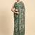 Green printed satin fashion saree with blouse piece