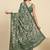 Green printed satin fashion saree with blouse piece