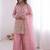 Pink fendy satin embroidered kurta palazzo set with dupatta