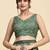Green printed satin fashion saree with blouse piece