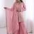 Pink fendy satin embroidered kurta palazzo set with dupatta