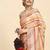 Orange printed satin fashion saree with blouse piece