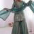 Sea green fendy satin embroidered kurta palazzo set with dupatta