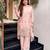 Peach crepe embroidered kurta palazzo set with nazmin dupatta