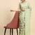 Green printed satin fashion saree with blouse piece