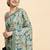 Green printed satin fashion saree with blouse piece