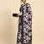 Black printed satin fashion saree with blouse piece