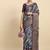 Purple printed linen casual saree with blouse piece