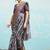 Purple printed linen casual saree with blouse piece