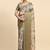 Cream printed linen casual saree with blouse piece