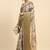 Cream printed linen casual saree with blouse piece