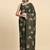 Green printed satin fashion saree with blouse piece