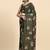 Green printed satin fashion saree with blouse piece