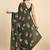 Green printed satin fashion saree with blouse piece