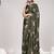 Green printed satin fashion saree with blouse piece