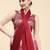 Red plain chiffon designer saree with blouse piece