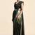 Green plain chiffon designer saree with blouse piece
