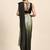 Green plain chiffon designer saree with blouse piece