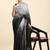 Grey plain chiffon designer saree with blouse piece