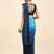 Blue plain chiffon designer saree with blouse piece