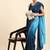 Blue plain chiffon designer saree with blouse piece