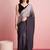 Grey plain satin designer saree with blouse piece