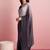 Grey plain satin designer saree with blouse piece