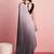 Grey plain satin designer saree with blouse piece