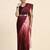 Maroon plain chiffon designer saree with blouse piece