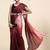 Maroon plain chiffon designer saree with blouse piece