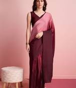 Maroon plain poly silk party wear saree with blouse piece