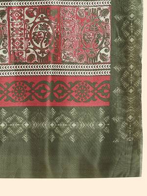 Pink printed crepe casual saree with blouse piece 5
