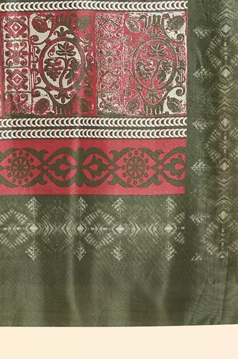 Pink printed crepe casual saree with blouse piece