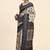 Cream printed crepe casual saree with blouse piece