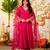 Pink viscose chanderi embroidered kurta pant dupatta set