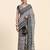 Grey printed crepe casual saree with blouse piece
